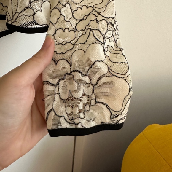 Aritzia Babaton Hopkins Blouse Size XS Sheer Floral Lace Birch Black - Picture 3 of 7